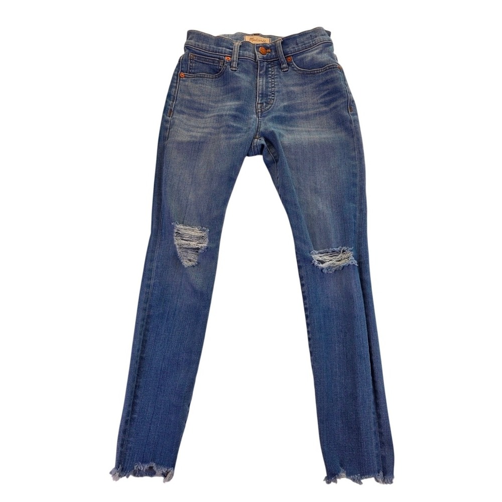 Madewell 9" High-Rise Skinny Jeans 25P Blue Distressed Raw Hem Edgy Blue‎ Wash